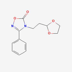 molecular formula C13H14N2O4 B7658814 4-[2-(1,3-Dioxolan-2-yl)ethyl]-3-phenyl-1,2,4-oxadiazol-5-one 