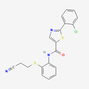 molecular formula C19H14ClN3OS2 B7658836 2-(2-chlorophenyl)-N-[2-(2-cyanoethylsulfanyl)phenyl]-1,3-thiazole-5-carboxamide 