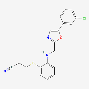 3-[2-[[5-(3-Chlorophenyl)-1,3-oxazol-2-yl]methylamino]phenyl]sulfanylpropanenitrile