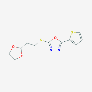 2-[2-(1,3-Dioxolan-2-yl)ethylsulfanyl]-5-(3-methylthiophen-2-yl)-1,3,4-oxadiazole