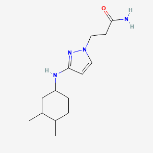 molecular formula C14H24N4O B7658934 3-[3-[(3,4-Dimethylcyclohexyl)amino]pyrazol-1-yl]propanamide 