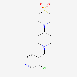 molecular formula C15H22ClN3O2S B7658939 4-[1-[(3-Chloropyridin-4-yl)methyl]piperidin-4-yl]-1,4-thiazinane 1,1-dioxide 