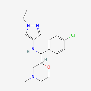 molecular formula C17H23ClN4O B7658952 N-[(4-chlorophenyl)-(4-methylmorpholin-2-yl)methyl]-1-ethylpyrazol-4-amine 