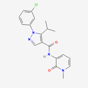 molecular formula C19H19ClN4O2 B7658957 1-(3-chlorophenyl)-N-(1-methyl-2-oxopyridin-3-yl)-5-propan-2-ylpyrazole-4-carboxamide 