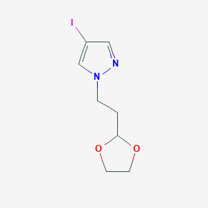 molecular formula C8H11IN2O2 B7658970 1-[2-(1,3-Dioxolan-2-yl)ethyl]-4-iodopyrazole 