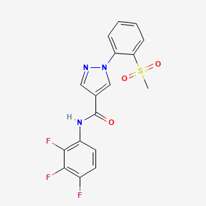 molecular formula C17H12F3N3O3S B7658986 1-(2-methylsulfonylphenyl)-N-(2,3,4-trifluorophenyl)pyrazole-4-carboxamide 