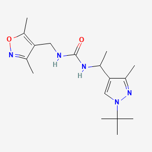 molecular formula C17H27N5O2 B7659005 1-[1-(1-Tert-butyl-3-methylpyrazol-4-yl)ethyl]-3-[(3,5-dimethyl-1,2-oxazol-4-yl)methyl]urea 