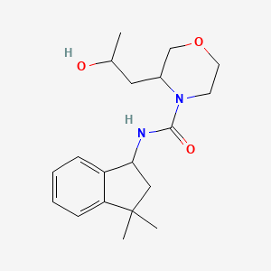 molecular formula C19H28N2O3 B7659063 N-(3,3-dimethyl-1,2-dihydroinden-1-yl)-3-(2-hydroxypropyl)morpholine-4-carboxamide 