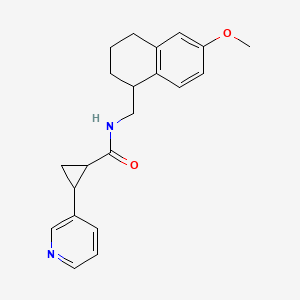 molecular formula C21H24N2O2 B7659083 N-[(6-methoxy-1,2,3,4-tetrahydronaphthalen-1-yl)methyl]-2-pyridin-3-ylcyclopropane-1-carboxamide 