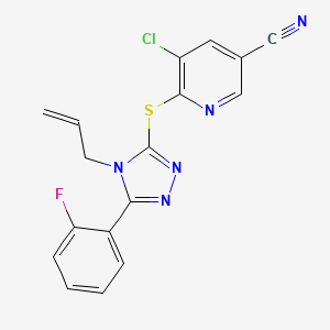 5-Chloro-6-[[5-(2-fluorophenyl)-4-prop-2-enyl-1,2,4-triazol-3-yl]sulfanyl]pyridine-3-carbonitrile