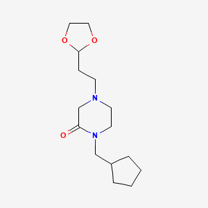 molecular formula C15H26N2O3 B7659134 1-(Cyclopentylmethyl)-4-[2-(1,3-dioxolan-2-yl)ethyl]piperazin-2-one 