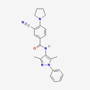 3-cyano-N-(3,5-dimethyl-1-phenylpyrazol-4-yl)-4-pyrrolidin-1-ylbenzamide