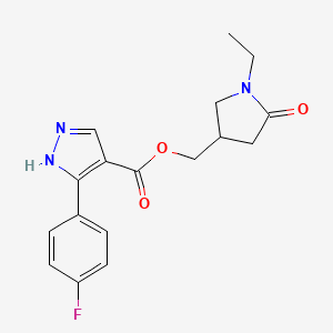 (1-ethyl-5-oxopyrrolidin-3-yl)methyl 5-(4-fluorophenyl)-1H-pyrazole-4-carboxylate