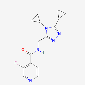 molecular formula C15H16FN5O B7659245 N-[(4,5-dicyclopropyl-1,2,4-triazol-3-yl)methyl]-3-fluoropyridine-4-carboxamide 