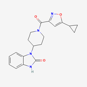 molecular formula C19H20N4O3 B7659270 3-[1-(5-cyclopropyl-1,2-oxazole-3-carbonyl)piperidin-4-yl]-1H-benzimidazol-2-one 