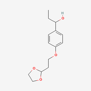 molecular formula C14H20O4 B7659277 1-[4-[2-(1,3-Dioxolan-2-yl)ethoxy]phenyl]propan-1-ol 