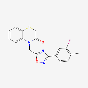 molecular formula C18H14FN3O2S B7659302 4-[[3-(3-Fluoro-4-methylphenyl)-1,2,4-oxadiazol-5-yl]methyl]-1,4-benzothiazin-3-one 