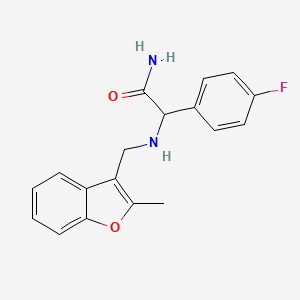 molecular formula C18H17FN2O2 B7659353 2-(4-Fluorophenyl)-2-[(2-methyl-1-benzofuran-3-yl)methylamino]acetamide 