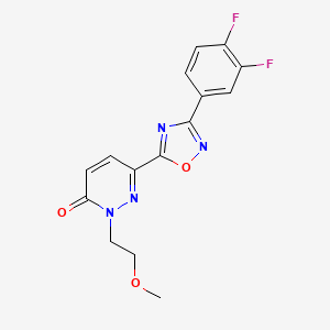 molecular formula C15H12F2N4O3 B7659358 6-[3-(3,4-Difluorophenyl)-1,2,4-oxadiazol-5-yl]-2-(2-methoxyethyl)pyridazin-3-one 