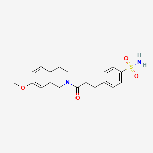 molecular formula C19H22N2O4S B7659421 4-[3-(7-methoxy-3,4-dihydro-1H-isoquinolin-2-yl)-3-oxopropyl]benzenesulfonamide 