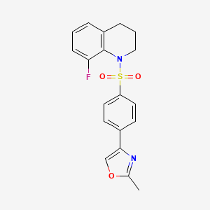 molecular formula C19H17FN2O3S B7659429 4-[4-[(8-fluoro-3,4-dihydro-2H-quinolin-1-yl)sulfonyl]phenyl]-2-methyl-1,3-oxazole 