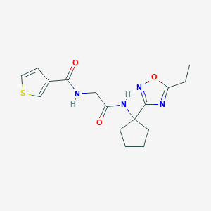 N-[2-[[1-(5-ethyl-1,2,4-oxadiazol-3-yl)cyclopentyl]amino]-2-oxoethyl]thiophene-3-carboxamide