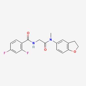 molecular formula C18H16F2N2O3 B7659533 N-[2-[2,3-dihydro-1-benzofuran-5-yl(methyl)amino]-2-oxoethyl]-2,4-difluorobenzamide 