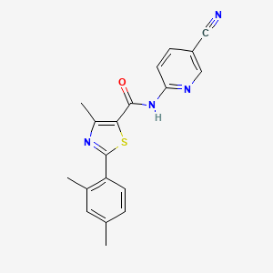 molecular formula C19H16N4OS B7659534 N-(5-cyanopyridin-2-yl)-2-(2,4-dimethylphenyl)-4-methyl-1,3-thiazole-5-carboxamide 