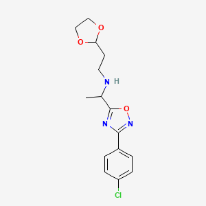 1-[3-(4-chlorophenyl)-1,2,4-oxadiazol-5-yl]-N-[2-(1,3-dioxolan-2-yl)ethyl]ethanamine