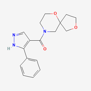 2,6-dioxa-9-azaspiro[4.5]decan-9-yl-(5-phenyl-1H-pyrazol-4-yl)methanone