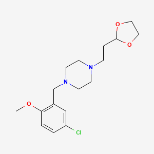 molecular formula C17H25ClN2O3 B7659654 1-[(5-Chloro-2-methoxyphenyl)methyl]-4-[2-(1,3-dioxolan-2-yl)ethyl]piperazine 