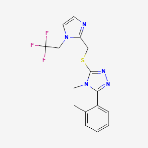 molecular formula C16H16F3N5S B7659676 4-Methyl-3-(2-methylphenyl)-5-[[1-(2,2,2-trifluoroethyl)imidazol-2-yl]methylsulfanyl]-1,2,4-triazole 