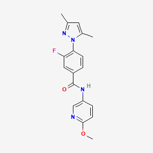 molecular formula C18H17FN4O2 B7659710 4-(3,5-dimethylpyrazol-1-yl)-3-fluoro-N-(6-methoxypyridin-3-yl)benzamide 