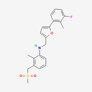 molecular formula C21H22FNO3S B7659822 N-[[5-(3-fluoro-2-methylphenyl)furan-2-yl]methyl]-2-methyl-3-(methylsulfonylmethyl)aniline 