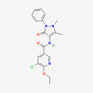 molecular formula C19H19ClN4O3 B7659826 5-chloro-N-(1,5-dimethyl-3-oxo-2-phenylpyrazol-4-yl)-6-ethoxypyridine-3-carboxamide 