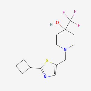 molecular formula C14H19F3N2OS B7659836 1-[(2-Cyclobutyl-1,3-thiazol-5-yl)methyl]-4-(trifluoromethyl)piperidin-4-ol 