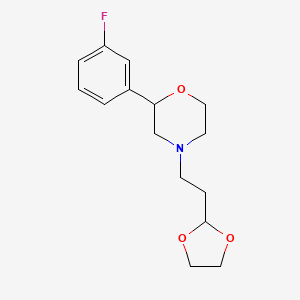 molecular formula C15H20FNO3 B7659864 4-[2-(1,3-Dioxolan-2-yl)ethyl]-2-(3-fluorophenyl)morpholine 