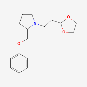 molecular formula C16H23NO3 B7659870 1-[2-(1,3-Dioxolan-2-yl)ethyl]-2-(phenoxymethyl)pyrrolidine 