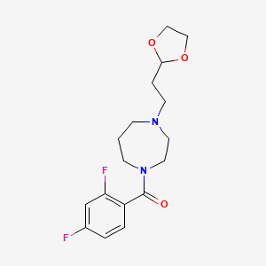 molecular formula C17H22F2N2O3 B7659898 (2,4-Difluorophenyl)-[4-[2-(1,3-dioxolan-2-yl)ethyl]-1,4-diazepan-1-yl]methanone 