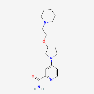 molecular formula C17H26N4O2 B7659952 4-[3-(2-Piperidin-1-ylethoxy)pyrrolidin-1-yl]pyridine-2-carboxamide 