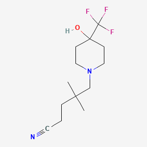 molecular formula C13H21F3N2O B7660003 5-[4-Hydroxy-4-(trifluoromethyl)piperidin-1-yl]-4,4-dimethylpentanenitrile 