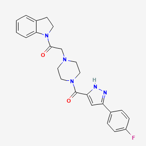 1-(2,3-dihydroindol-1-yl)-2-[4-[3-(4-fluorophenyl)-1H-pyrazole-5-carbonyl]piperazin-1-yl]ethanone