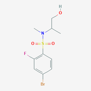 molecular formula C10H13BrFNO3S B7660058 4-bromo-2-fluoro-N-(1-hydroxypropan-2-yl)-N-methylbenzenesulfonamide 