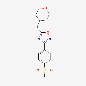 molecular formula C15H18N2O4S B7660096 3-(4-Methylsulfonylphenyl)-5-(oxan-4-ylmethyl)-1,2,4-oxadiazole 