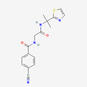 4-cyano-N-[2-oxo-2-[2-(1,3-thiazol-2-yl)propan-2-ylamino]ethyl]benzamide