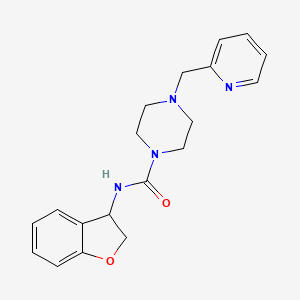 molecular formula C19H22N4O2 B7660188 N-(2,3-dihydro-1-benzofuran-3-yl)-4-(pyridin-2-ylmethyl)piperazine-1-carboxamide 