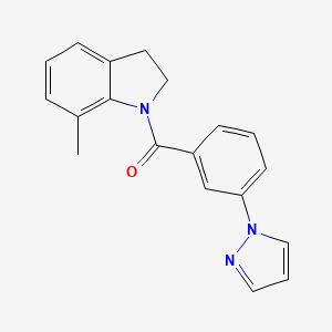 molecular formula C19H17N3O B7660226 (7-Methyl-2,3-dihydroindol-1-yl)-(3-pyrazol-1-ylphenyl)methanone 