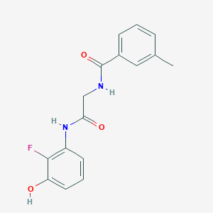 molecular formula C16H15FN2O3 B7660326 N-[2-(2-fluoro-3-hydroxyanilino)-2-oxoethyl]-3-methylbenzamide 