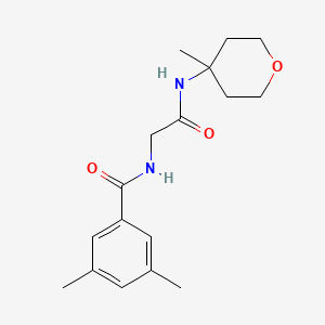 molecular formula C17H24N2O3 B7660332 3,5-dimethyl-N-[2-[(4-methyloxan-4-yl)amino]-2-oxoethyl]benzamide 