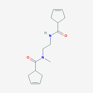 molecular formula C15H22N2O2 B7660424 N-[2-[cyclopent-3-ene-1-carbonyl(methyl)amino]ethyl]cyclopent-3-ene-1-carboxamide 